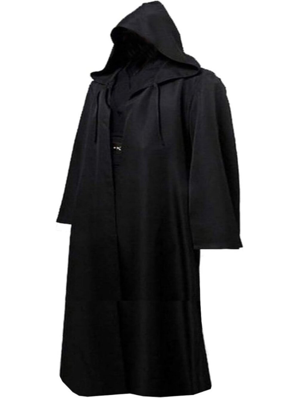 Men's Black Wizard Robes Monk Hood Cape Cosplay Priest Cloak Halloween Costume